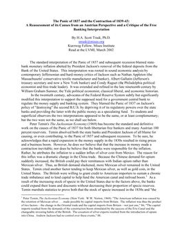 The Panic of 1837 and the Contraction of 1839-43: a Reassessment of Its Causes from an Austrian Perspective and a Critique of the Free Banking Interpretation