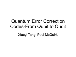 Quantum Error Correction Codes-From Qubit to Qudit