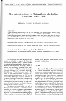 New Radiometric Data on the Molina Di Ledro Lake-Dwelling (Excavations 1980 and 1983)