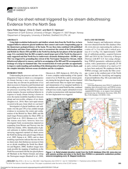 Rapid Ice Sheet Retreat Triggered by Ice Stream Debuttressing: Evidence from the North Sea