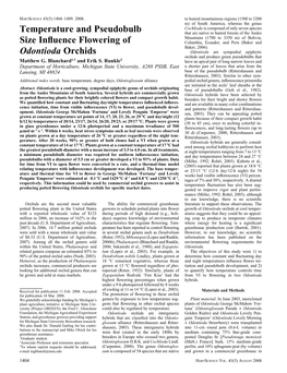 Temperature and Pseudobulb Size Influence Flowering of Odontioda