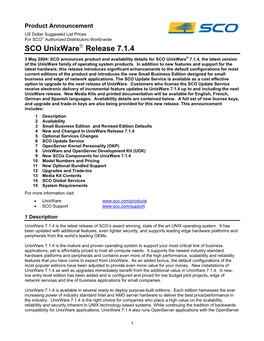 SCO Unixware Release 7.1.4