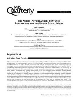 The Needs–Affordances–Features Perspective for the Use of Social Media