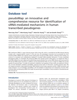 Database Tool Pseudomap: an Innovative and Comprehensive Resource for Identification of Sirna-Mediated Mechanisms in Human Transcribed Pseudogenes