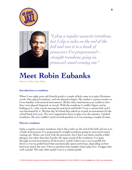 Meet Robin Eubanks Interviewed by Craig Jolley