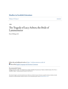 The Tragedy of Lucy Ashton, the Bride of Lammermoor