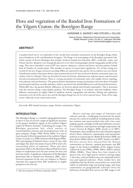 Flora and Vegetation of the Banded Iron Formations of the Yilgarn Craton: the Booylgoo Range