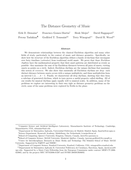 The Distance Geometry of Music