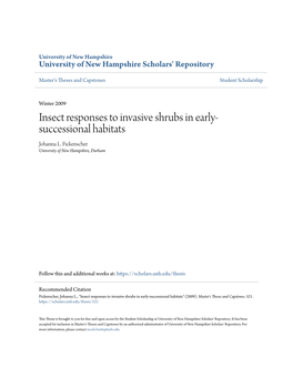 Insect Responses to Invasive Shrubs in Early-Successional Habitats