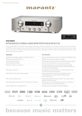 Pm7000n Integrated Stereo Amplifier with Heos Built-In