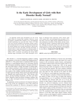 Is the Early Development of Girls with Rett Disorder Really Normal?