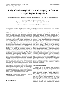 Study of Archaeological Sites with Imagery: a Case on Narsingdi Region, Bangladesh