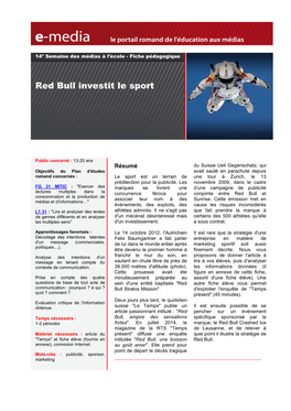 Red Bull Investit Le Sport
