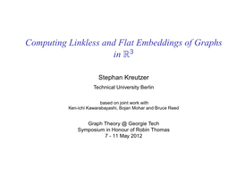 Computing Linkless and Flat Embeddings of Graphs in R3