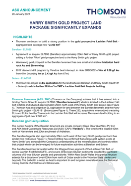 ASX ANNOUNCEMENT 28 January 2021