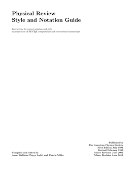 Style and Notation Guide