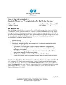 Amniotic Membrane Transplantation for the Ocular Surface