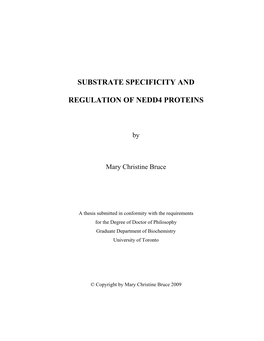 Substrate Specificity and Regulation of Nedd4 Proteins