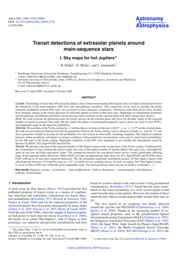 Transit Detections of Extrasolar Planets Around Main-Sequence Stars I