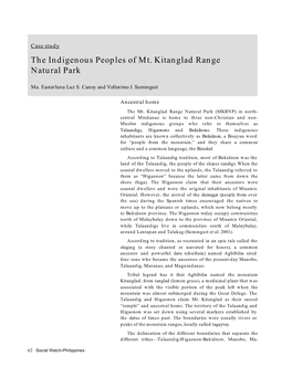 The Indigenous Peoples of Mt. Kitanglad Range Natural Park