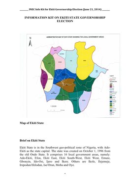 INFORMATION KIT on EKITI STATE GOVERNORSHIP ELECTION Map