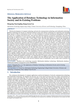 The Application of Database Technology in Information Society and Its Existing Problems