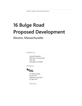 16 Bulge Road Proposed Development Devens, Massachusetts