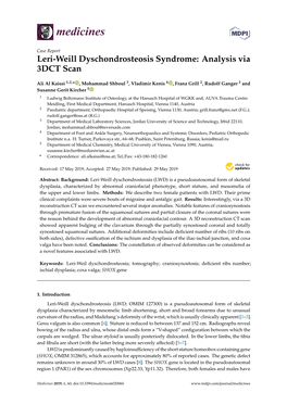 Leri-Weill Dyschondrosteosis Syndrome: Analysis Via 3DCT Scan