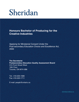 Honours Bachelor of Producing for the Creative Industries