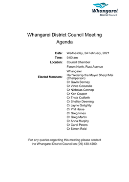 Whangarei District Council Meeting Agenda