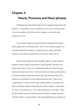 Chapter 4 Nouns, Pronouns and Noun Phrases