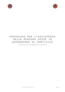 Procedura Per L'assistenza Delle Persone Poste In