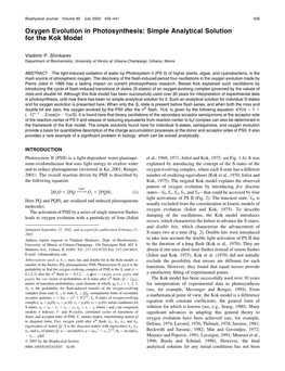 Oxygen Evolution in Photosynthesis: Simple Analytical Solution for the Kok Model