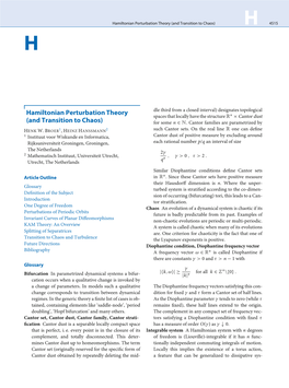 Hamiltonian Perturbation Theory (And Transition to Chaos) H 4515 H