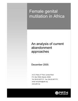 Female Genital Mutilation in Africa: an Analysis of Current Abandonment Approaches