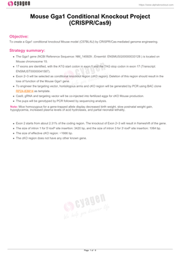 Mouse Gga1 Conditional Knockout Project (CRISPR/Cas9)