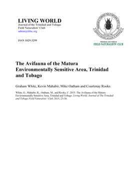The Avifauna of the Matura Environmentally Sensitive Area, Trinidad and Tobago