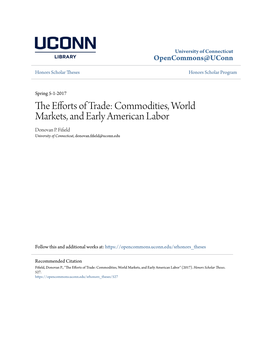 Commodities, World Markets, and Early American Labor Donovan P