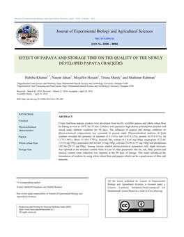 Effect of Papaya and Storage Time on the Quality of the Newly Developed Papaya Crackers