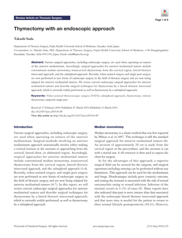 Thymectomy with an Endoscopic Approach