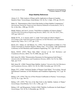 1 Slope Stability References Alonso, EE