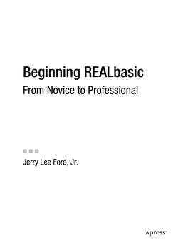 Beginning Realbasic from Novice to Professional