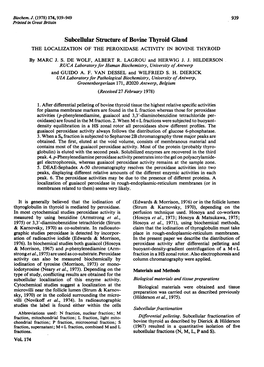 Subcellular Structure of Bovine Thyroid Gland the LOCALIZATION of the PEROXIDASE ACTIVITY in BOVINE THYROID