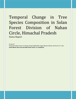 Temporal Change in Tree Species Composition in Solan Forest Division of Nahan Circle, Himachal Pradesh Status Report