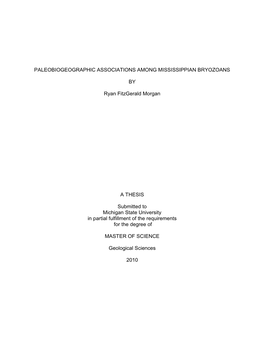 Paleobiogeographic Associations Among Mississippian Bryozoans