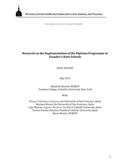 Research on the Implementation of IB in Ecuador's State Schools