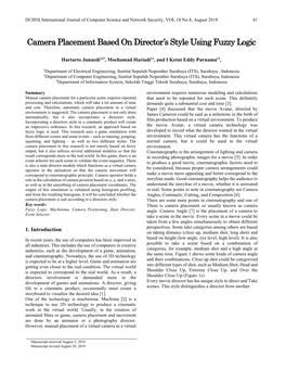 Camera Placement Based on Director's Style Using Fuzzy Logic