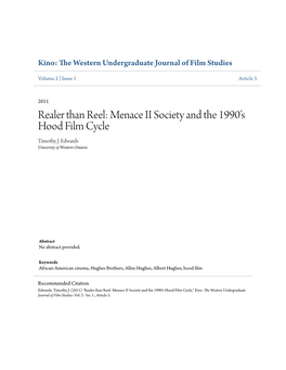 Menace II Society and the 1990'S Hood Film Cycle