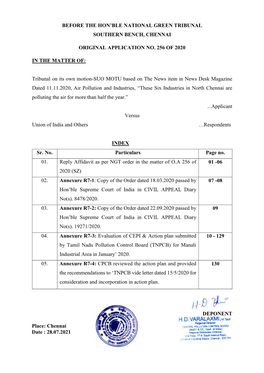 Reply Affidavit Filed by R7 in OA 256 of 2020(SZ)