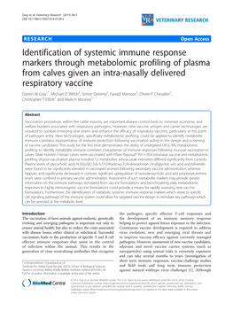 Identification of Systemic Immune Response Markers Through